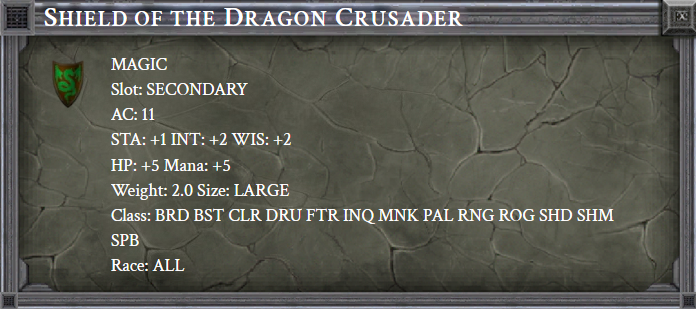 SHIELD OF THE DRAGON CRUSADER item card